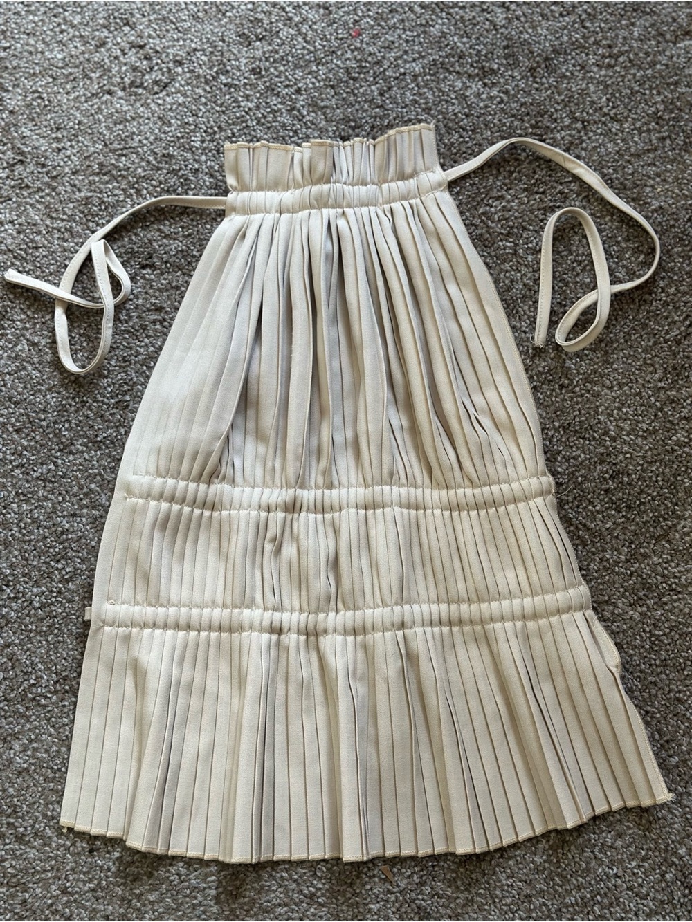 SHEIN Cream Pleated A-Line Skirt with Drawstring Waist